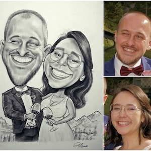 Valentinstag Karikatur, Benutzerdefinierte Paar Karikatur Portrait, Geschenk für Mann, Handgezeichnet auf Papier, Ähnliche Karikatur