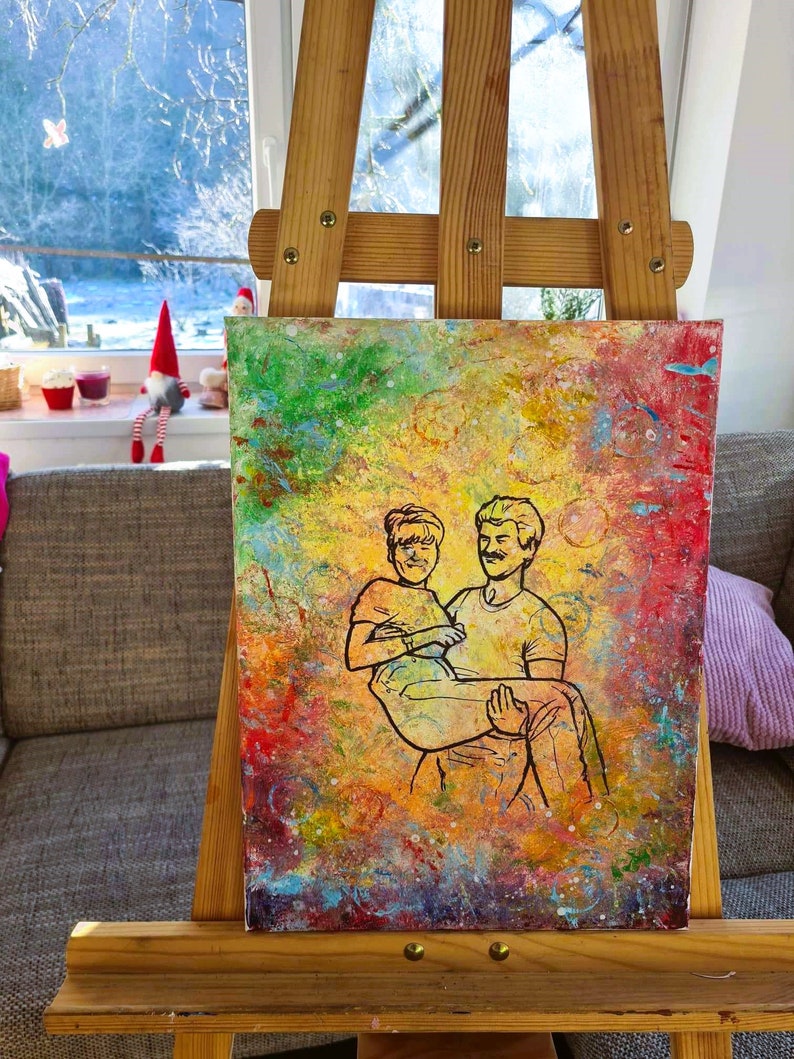 Benutzerdefiniertes Mama Geschenk, Mutterschaft, Geschenk für Mamas zur Geburt, Acryl Gemälde auf Leinwand, Fot zum Malen, Linie Zeichnung image 6