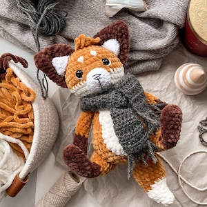 PDF crochet pattern for a cute fox made of cuddly wool (German+French)