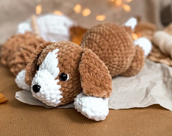 PDF crochet pattern for a cute puppy made of plush wool