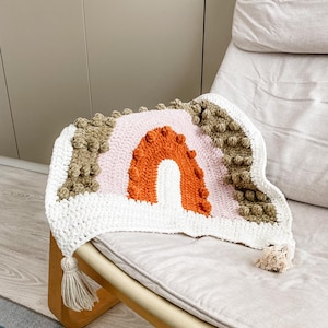 Häkelanleitung Boho Regenbogen Decke aus Kuschelwolle, Deutsch & English