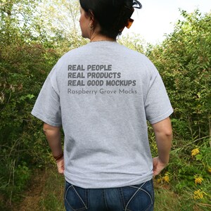 Backside Sport Gray Gildan 5000 T-shirt Mock up, Back of shirt Gildan 5000 Mockup, Back view Mockup, Sport Gray Tshirt Outdoor Nature Mockup