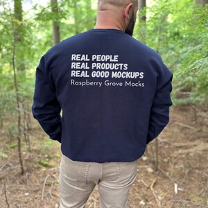 Back of Sweatshirt Mockup, Navy Gildan 18000 Mock up Male Model Mockup Crewneck Sweatshirt Mens Mockup, Fathers Day Mockup, Outdoor Mockup