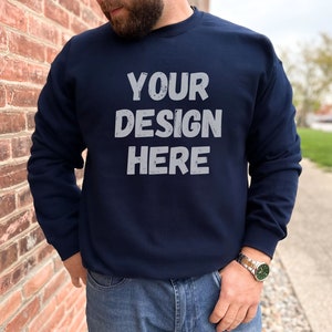 Gildan 18000 Mockup Navy Sweatshirt Mock up Male Model Mockup Navy Crewneck Mockup Mens Mockup Fathers Day G180 Sweater Outdoor Mockup