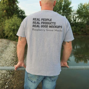 Backside Sport Gray Gildan 5000 T-shirt Mock up, Mens Back of shirt Gildan 5000 Mockup, Back view Mockup, Back of Tshirt Sport Grey Mock up