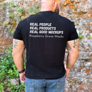 Mens Gildan 64000 Black Mockup, Male Model Back Mockup, Mens Black Gildan 64000 Mockup, Back view Mockup, Black Mock up Back, Back of Shirt