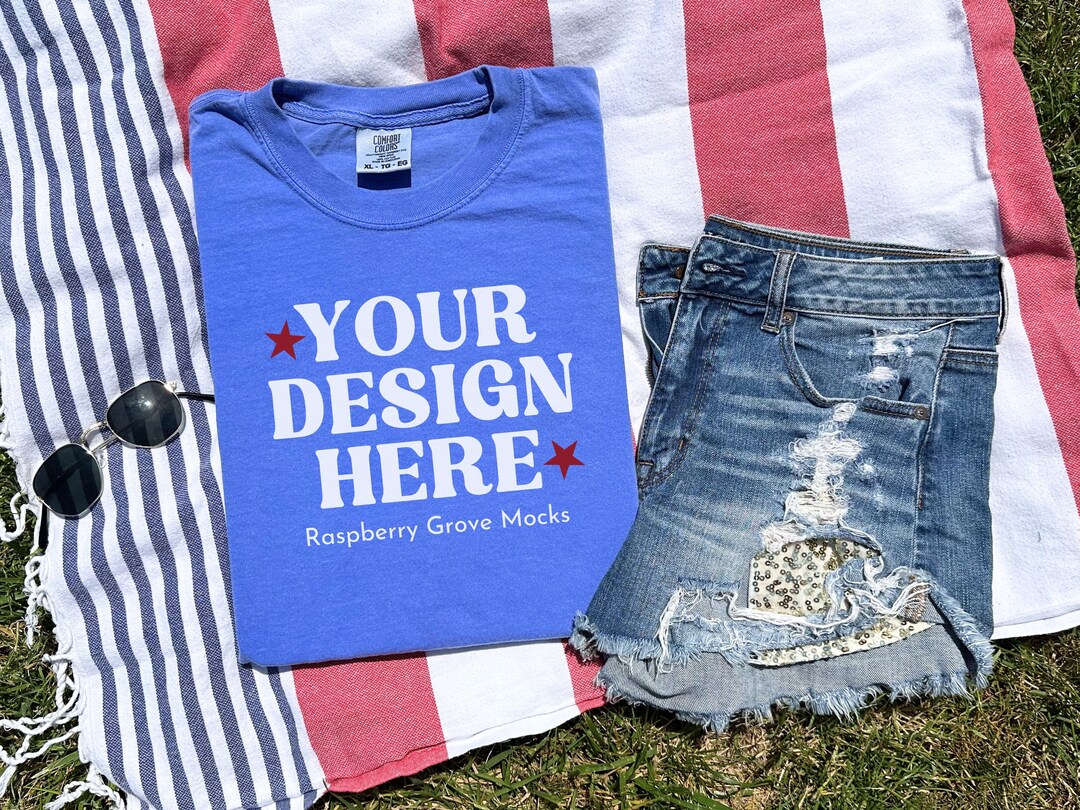 Comfort Colors July 4th Mockup, Flo Blue Comfort Colors Mock Up, Flo ...