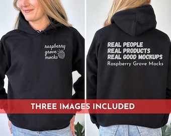 Front Back Gildan 18500 Mockup, Black Hoodie Mockup, Back of Hoodie Mockup, Backside Hoodie Mockup, Gildan 18500 Hooded Sweatshirt Mockup