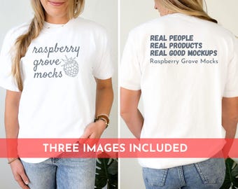 White Front and Back Mockup, White Comfort Colors Backside Mockup, C1717 Front and Back Model Mockup, 1717 White Mockup, Both Sides Mockup