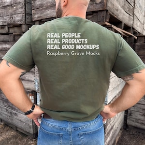 Mens Comfort Colors Back Mockup Moss, Backside Comfort Colors 1717 Moss Mockup, Back view Mockup, C1717 Mock up for man, Back of Shirt Mock