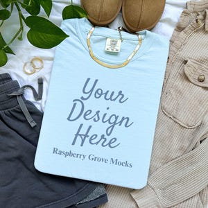 Chambray Comfort Colors Mockup, C1717 Chambray Mock up, Comfort Colors Chambray Flatlay Mock up, 1717 Flat lay Mockup, Aesthetic Mockup