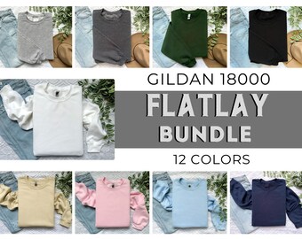 Gildan Sweatshirt Mockup Bundle, Gildan 18000 Sleeve mockup, Sleeve Mock up, Sweatshirt Mock up, Cuff Mockup, Collar Mockup, Gildan Flatlay