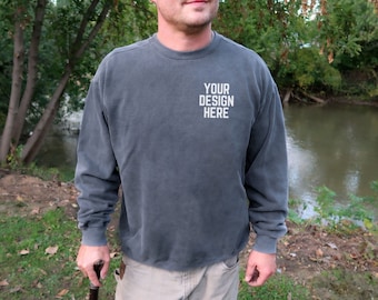 Mens Comfort Colors Sweatshirt Mockup, Pepper Comfort Colors 1566 Mockup, Pepper 1566 Crewneck Mockup, Real Model Mock up, Mockup for Man