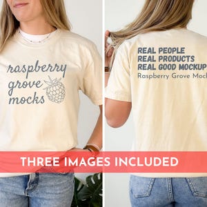 Ivory Front and Back Mockup, Ivory Comfort Colors Backside Mockup, C1717 Front and Back Model Mockup, 1717 Ivory Mockup, Both Sides Mockup