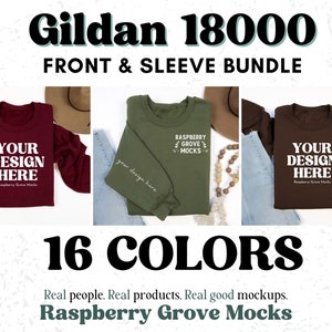 Gildan 18000 Mockup Bundle, Sweatshirt Mockup, Sleeve Mockup, Gildan Sweatshirt Mockup, Crewneck Mockup, Flat lay Mockup Gildan 18000
