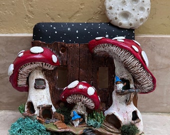 Mushroom gnome house glow in the dark dual  light switch cover