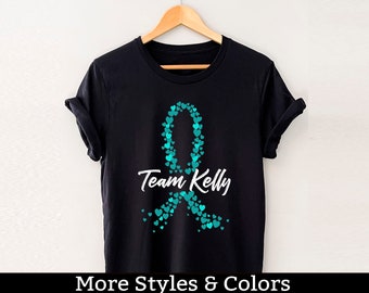 Personalized Ovarian Cancer Awareness Shirt, Custom Cancer Team TShirt, Ovarian Cancer Support Squad, Ovarian Cancer Fighter Shirts