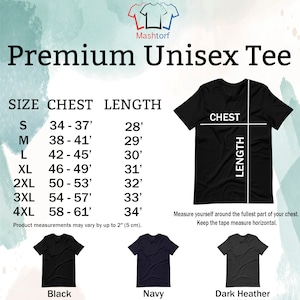 The Premium unisex t-shirt has a true size (not fitted). You can choose colors: black, navy or dark heather. You can choose sizes from Small to 4X Large. If you are in doubt about choosing a size, then use the next size after your regular one.