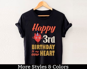 Camisa del tercer aniversario del trasplante de corazón, regalo de sobreviviente de cirugía cardíaca
