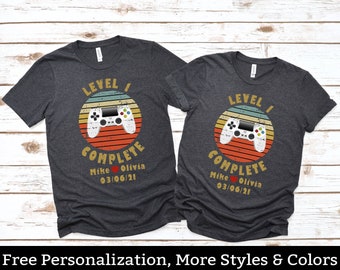 1st First Anniversary Gift For Him Her, Level 1 Complete Shirt, One Year Anniversary Shirt For Husband Wife, Gamer Anniversary Gifts