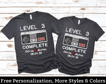 Level 3 Complete Shirt, 3rd Anniversary Gift For Husband Wife Boyfriend Girlfriend, Three Year Third Anniversary Tee For Him Her