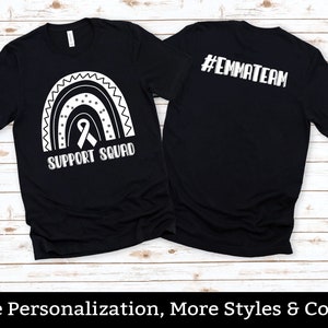 Benutzerdefinierte Lung Cancer Awareness Shirt, Support Squad TShirt, personalisierte Lungenkrebs White Ribbon T-Shirts