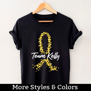 Personalized Childhood Cancer Awareness Shirt, Custom Cancer Team TShirt Gold Ribbon, Childhood Cancer Support Squad, Motivational Shirts