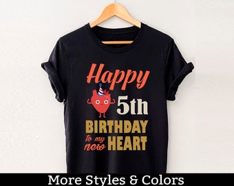 Camisa del quinto aniversario del trasplante de corazón, regalo de sobreviviente de cirugía cardíaca