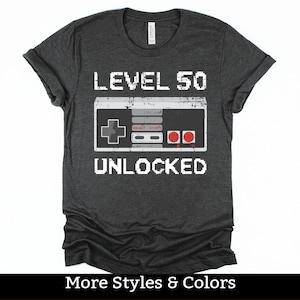 50th Birthday Gift For Men Him, 50 Birthday Shirt For Women, Level 50 Unlocked, 50 Bday T-shirt, Gamer Party Shirts