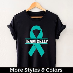 Custom Ovarian Cancer Awareness Shirt, Personalized Cancer Teal Ribbon TShirt, Ovarian Cancer Support Squad, Ovarian Cancer Fighter Shirts