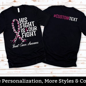 Custom Throat Cancer Awareness Shirt, His Fight Is Our Fight, Personalized Cancer, Throat Cancer Support Squad, Throat Cancer Fighter TShirt