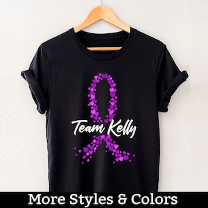 Personalized Pancreatic Cancer Awareness Shirt, Custom Cancer Team Purple Ribbon TShirt, Pancreatic Support Squad, Pancreatic Cancer Fighter