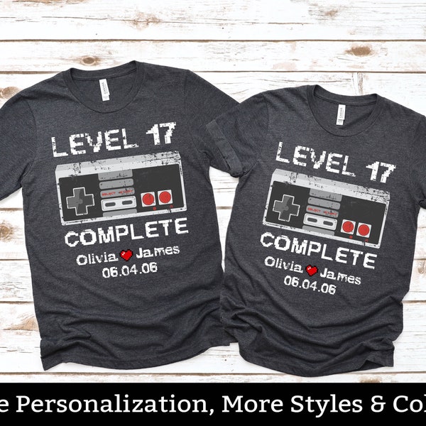 17th Anniversary Gift For Husband Wife Him, Level 17 Complete Shirt, 17 Year Wedding Anniversary Gifts For Couple