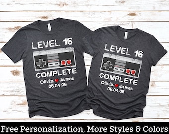 Personalized 16th Anniversary Gift For Husband Wife Him Her Level 16 Complete Shirt 16 Year Wedding Anniversary Gifts For Couple