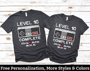 Level 10 Complete Shirt 10th Anniversary Gift For Husband Wife Women Men, Ten Year Tenth Anniversary Gifts For Him Her