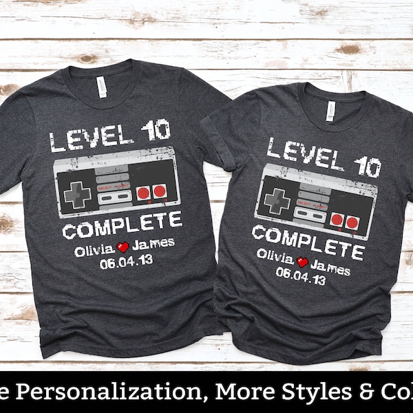 Level 10 Complete Shirt 10th Anniversary Gift For Husband Wife Women Men, Ten Year Tenth Anniversary Gifts For Him Her