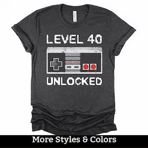 40th Birthday Gift For Him, 40 Birthday Shirt For Men Women, Level 40 Unlocked, Gamer Party Shirts