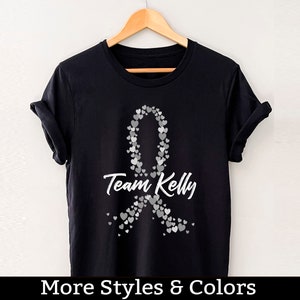 Camisa personalizada de concientización sobre el cáncer cerebral, equipo personalizado contra el cáncer, camiseta con cinta gris, equipo de apoyo contra el cáncer cerebral, luchador contra el cáncer cerebral