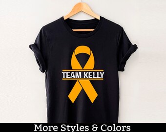 Camisa personalizada de concientización sobre el cáncer de riñón, camiseta personalizada con cinta naranja contra el cáncer, escuadrón de apoyo al cáncer de riñón, guerrero de lucha contra el cáncer de riñón