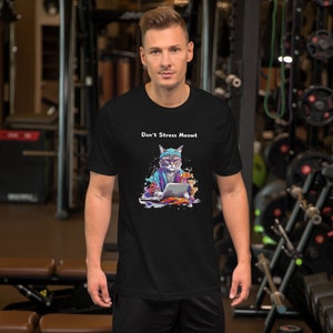 Don&#39;t Stress Meowt, Watercolor Cat Programmer Sits At The Laptop, Funny Cat, Gift For Cat lover, Unisex t-shirt