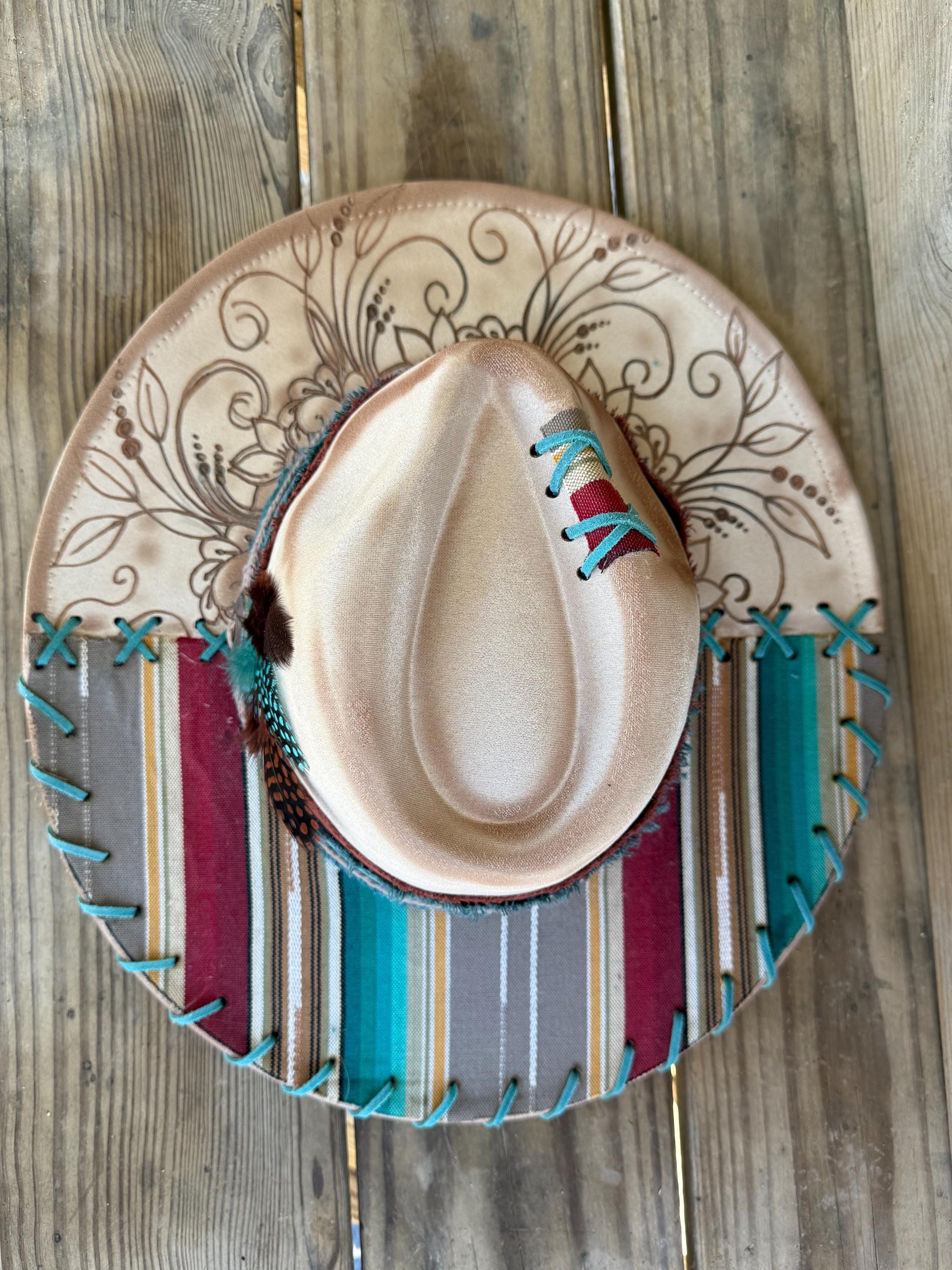 Australian Wool Felt Distressed Western Hat with Turquoise Beaded Band Women main image 2