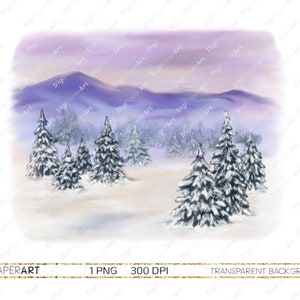 Winter scene PNG, Christmas landscape background,  Sublimation Design,  Winter Mountains landscape, Snowy forest Sublimation downloads