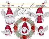 Christmas PNG, Angel Gnome Clipart, Scandinavian Gnomes Clipart, Nordic Gnomes Clip Art, Tomte Nisse Illustration, Graphic Design Elements