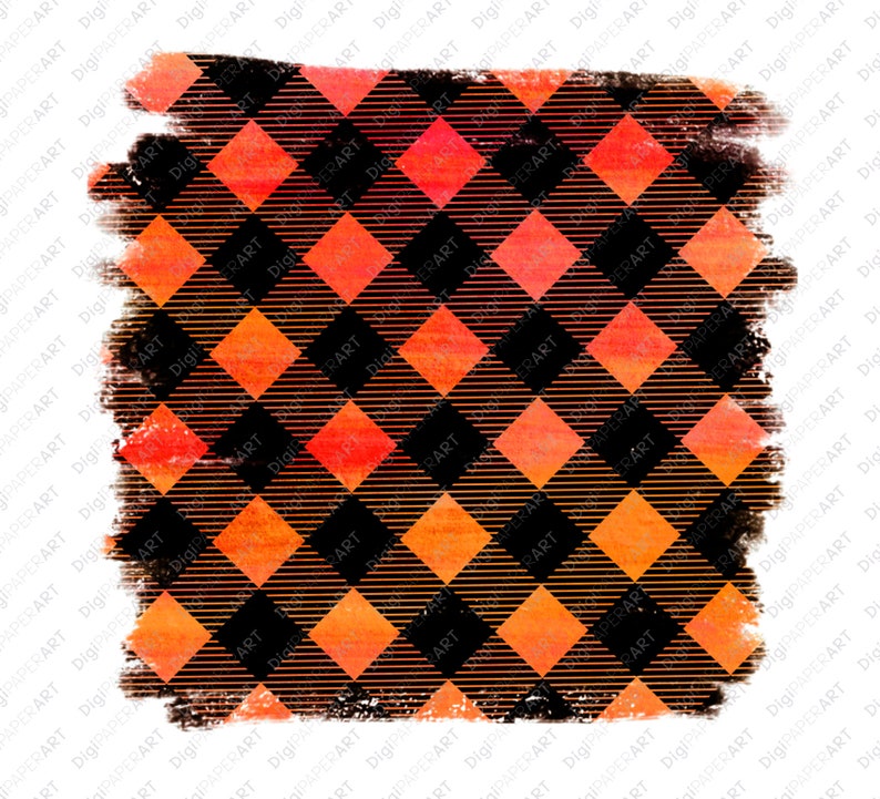 Halloween Buffalo Plaid Distressed Background Orange Plaid | Etsy