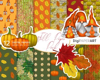 Pumpkin Digital Paper, Thanksgiving Paper Pack, Watercolor Fall Paper, Instant Download, Orange Paper, Watercolor Scrapbooking Backgrounds