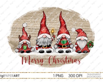 Santa Gnomes Family Sublimation Download, Merry Christmas Santa Gnomes PNG, Ready to print PNG design, Scandinavian Gnome, Nordic Gnomes PNG