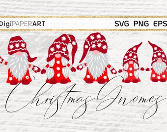 Christmas Gnome Family SVG, Gnomes PNG, EPS, Tomte Nisse Scandinavian Gnome, Gnome for Cut, Cut File