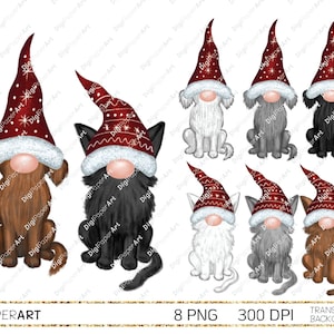 Kerstmis PNG, Kabouterhond, Kabouterkat PNG, Toevoegen aan Gnomes Family, Kerst Sublimatie PNG, Scandinavische Gnome Clipart