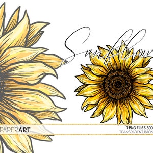 Sunflower PNG, Fall Sunflower Clipart, Sublimation design download, Flower PNG, Yellow sunflower clipart, Ready to print, Fall Clipart