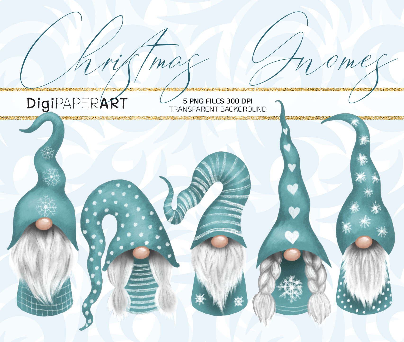 Download Nordic Teal Christmas Gnomes Clipart Nisse Clip Art | Etsy